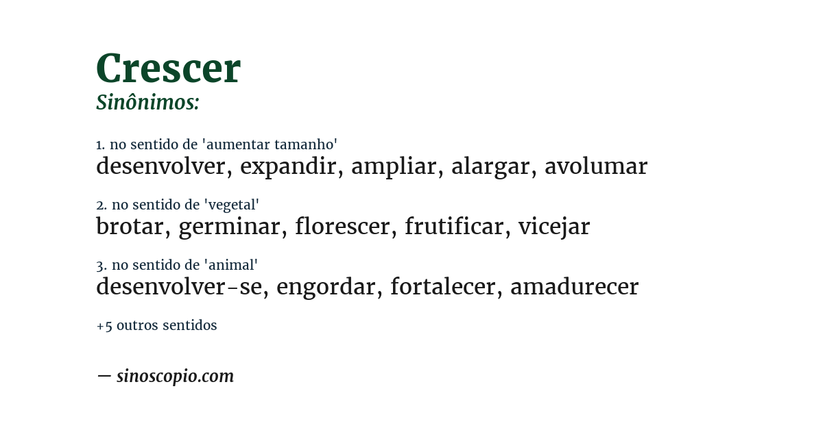 Sinônimo de crescer