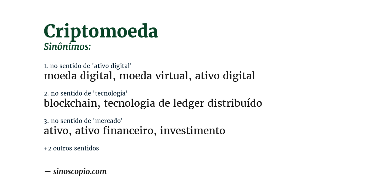 Sinônimo de criptomoeda