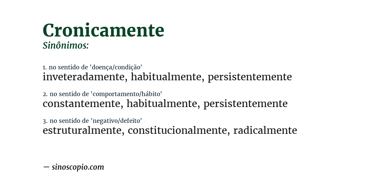 Sinônimo de cronicamente