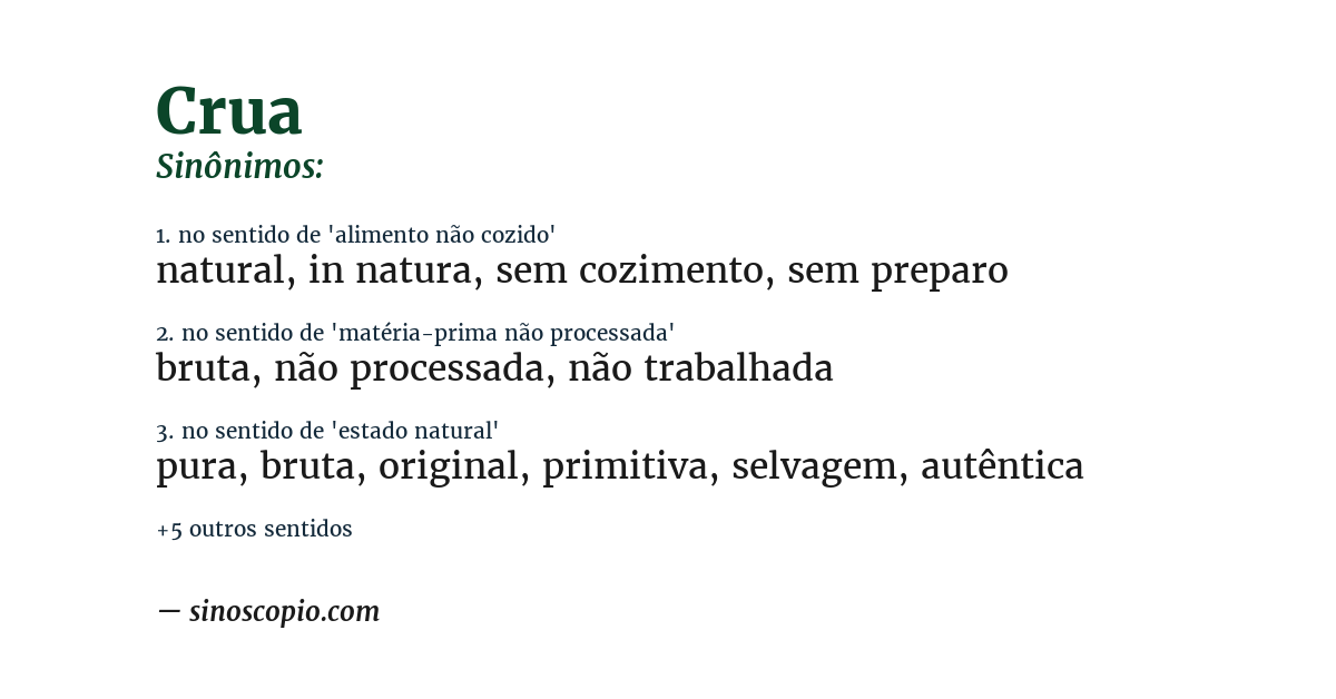 Sinônimo de crua