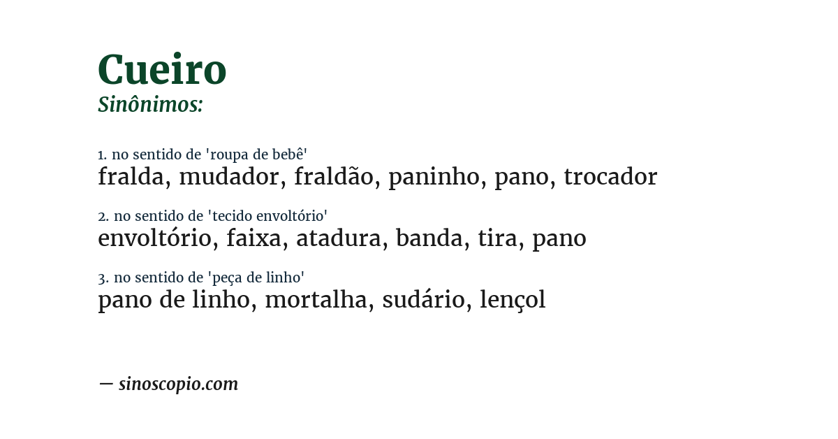 Sinônimo de cueiro
