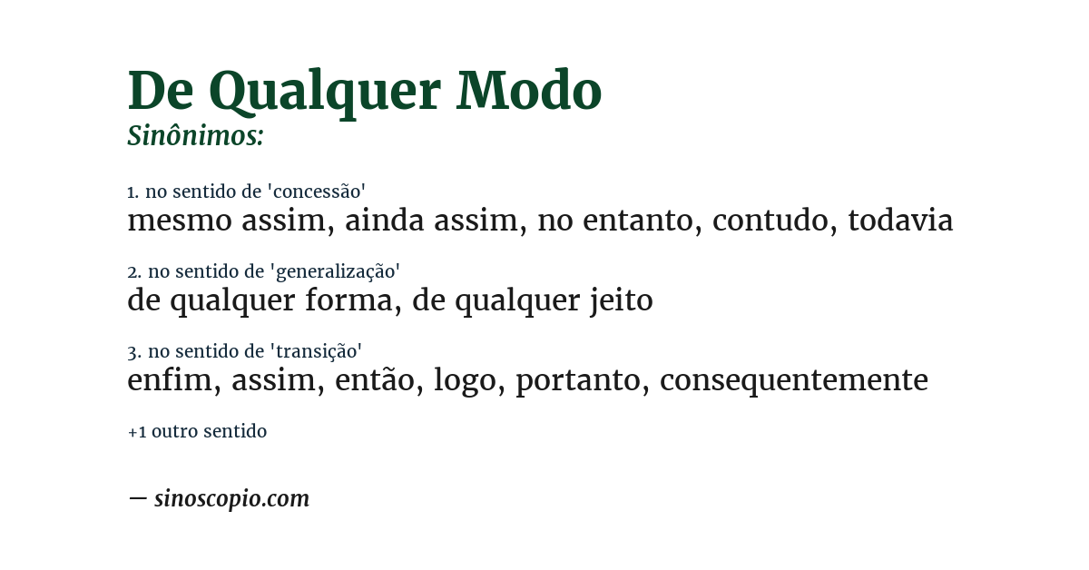 Sinônimo de de qualquer modo