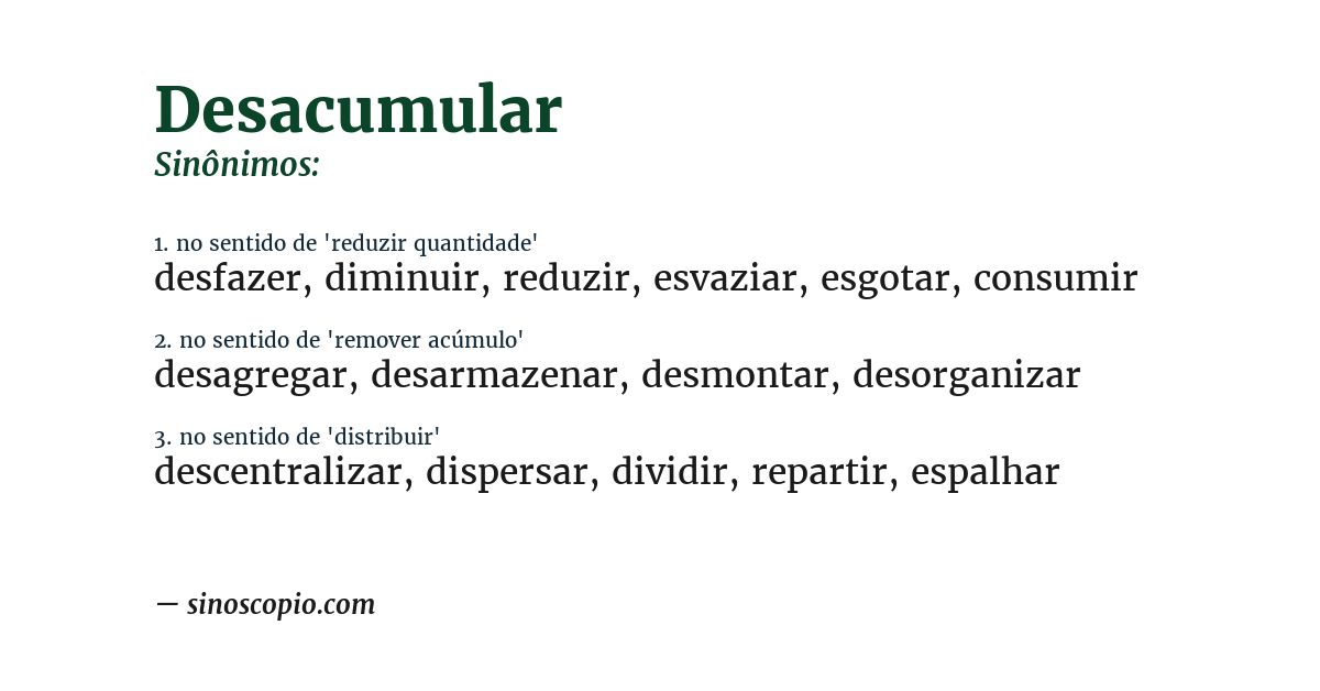 Sinônimo de desacumular