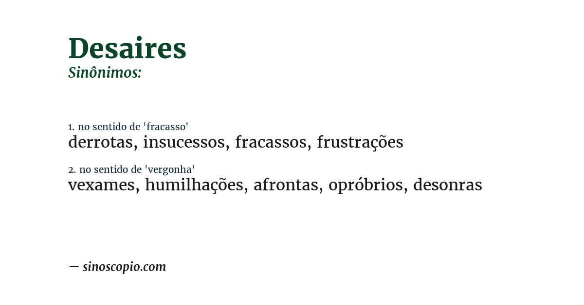 Sinônimo de desaires