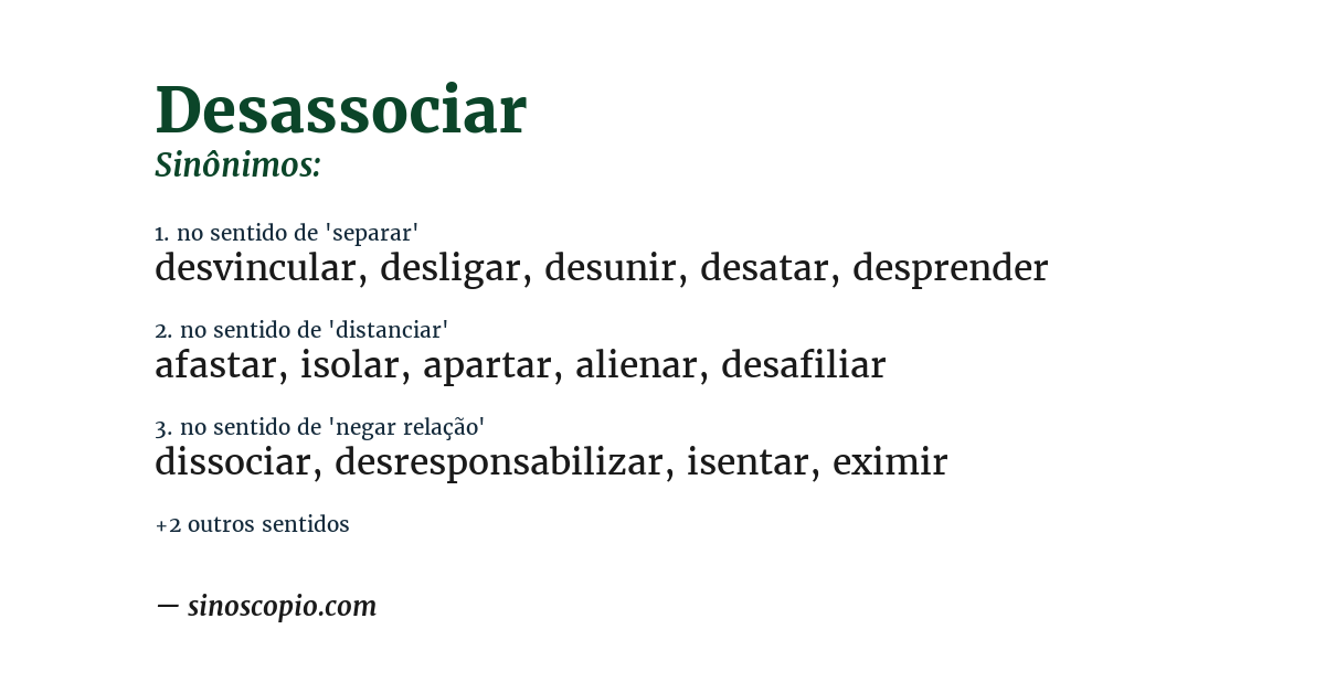 Sinônimo de desassociar