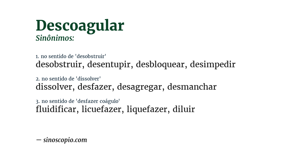 Sinônimo de descoagular