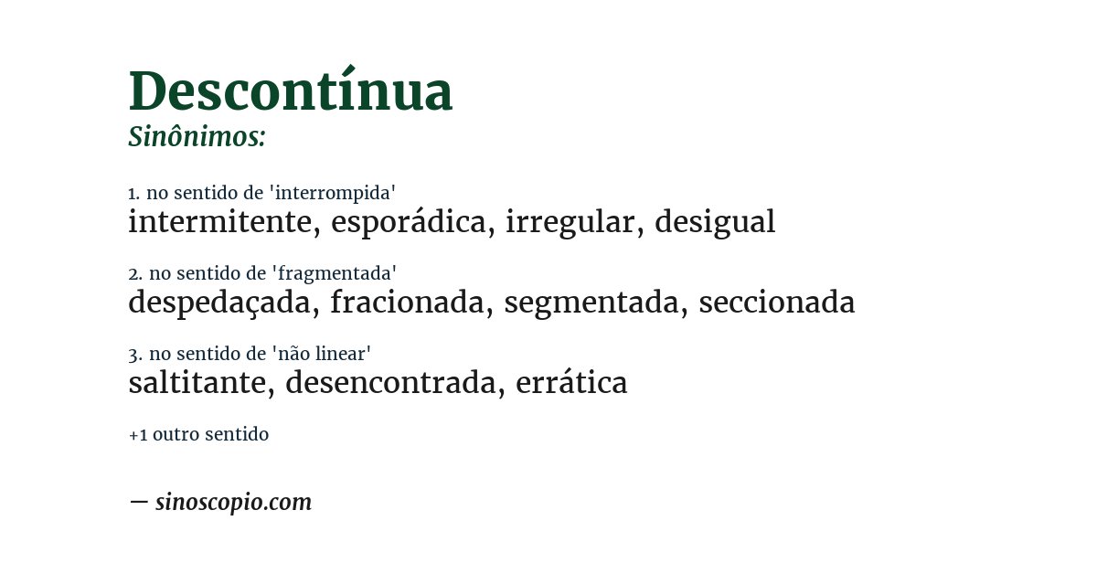 Sinônimo de descontínua
