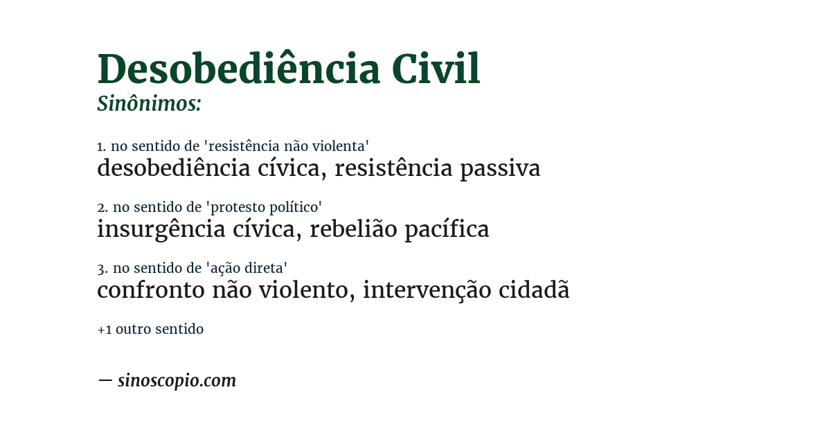 Sinônimo de desobediência civil