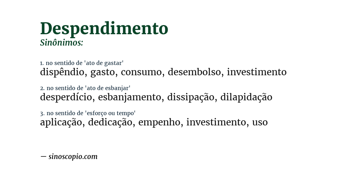 Sinônimo de despendimento