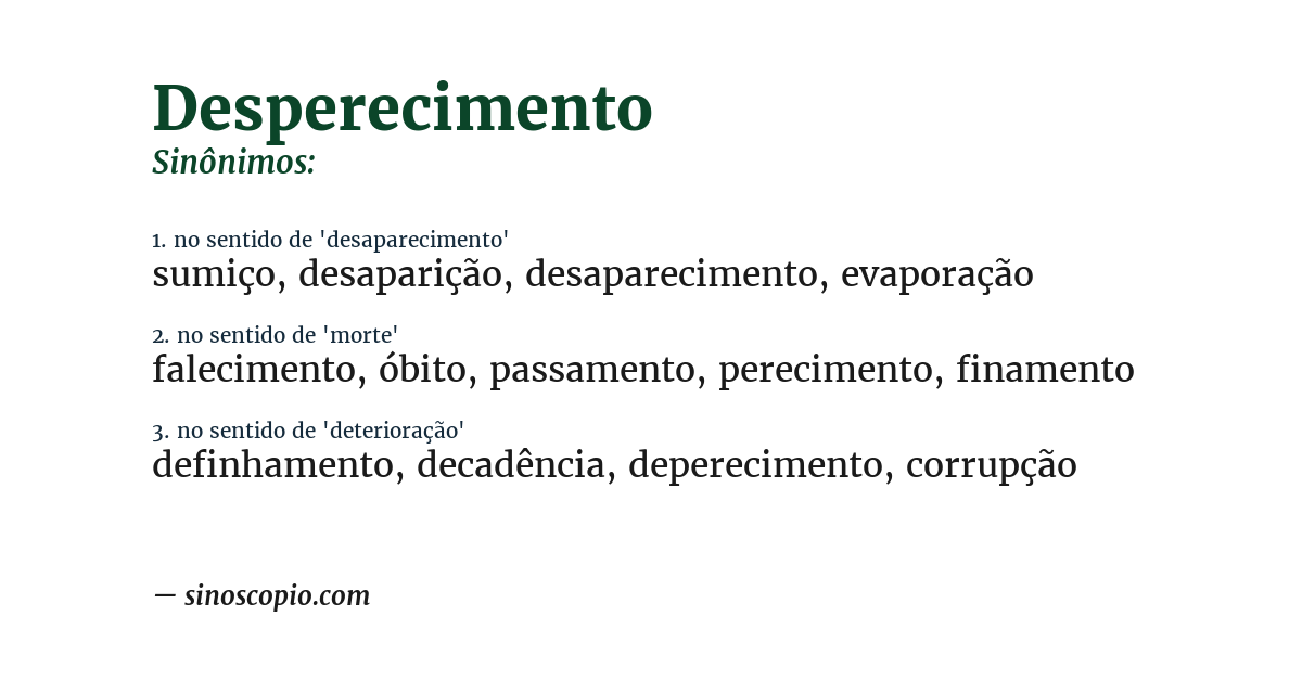 Sinônimo de desperecimento