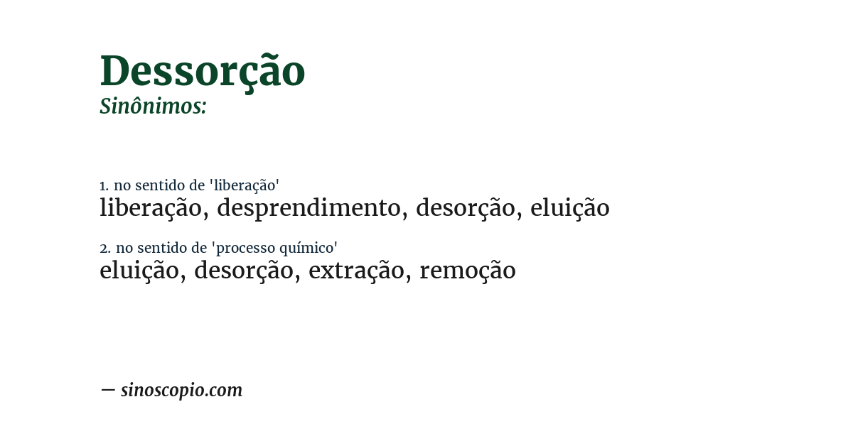 Sinônimo de dessorção