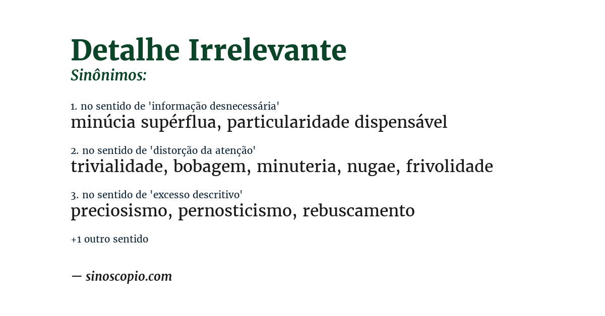 Sinônimo de detalhe irrelevante