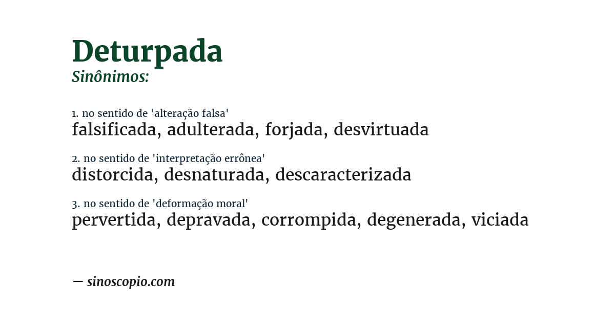 Sinônimo de deturpada