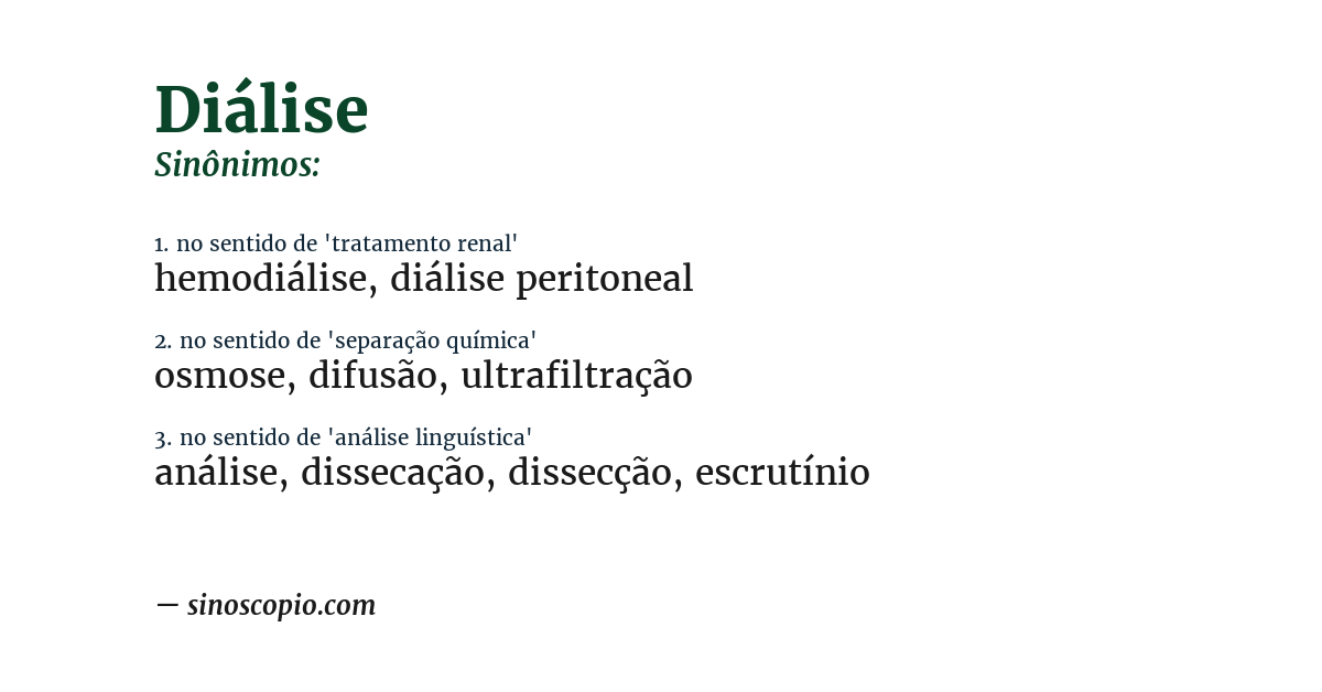 Sinônimo de diálise