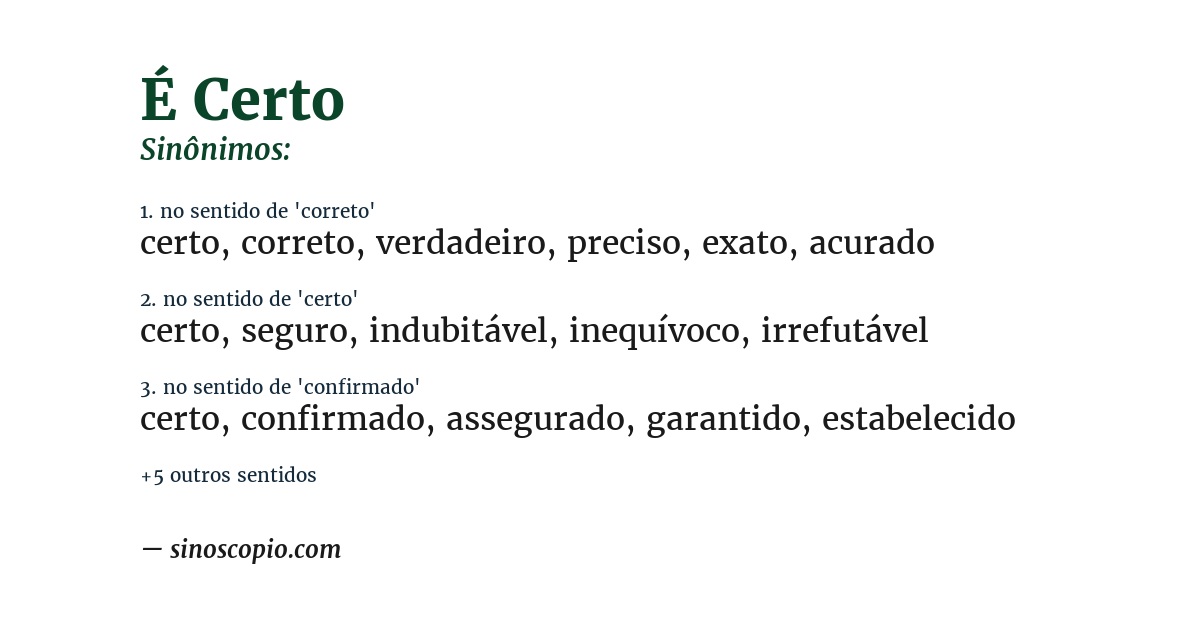 Sinônimo de é certo