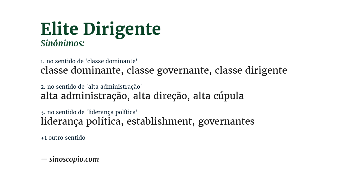 Sinônimo de elite dirigente