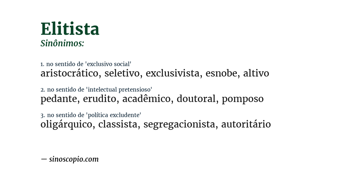 Sinônimo de elitista