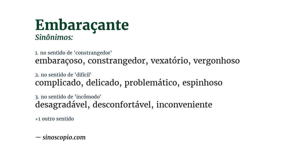 Sinônimo de embaraçante
