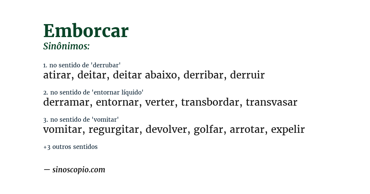 Sinônimo de emborcar