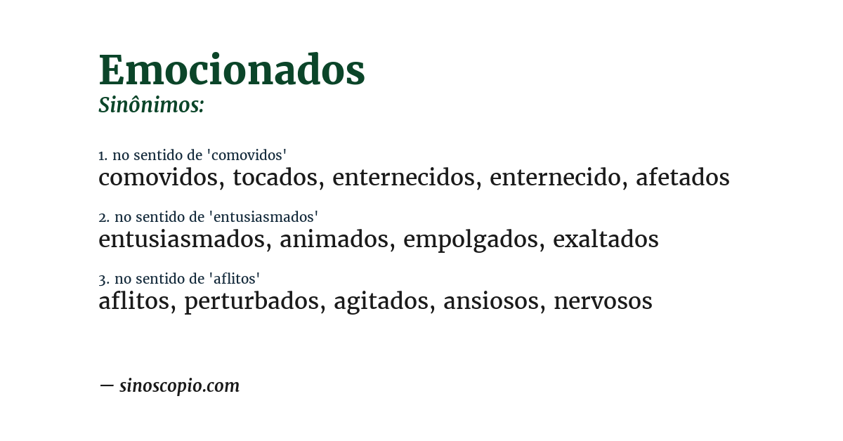 Sinônimo de emocionados