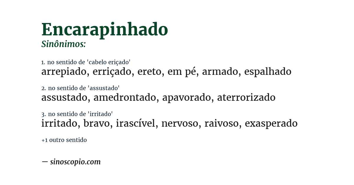 Sinônimo de encarapinhado