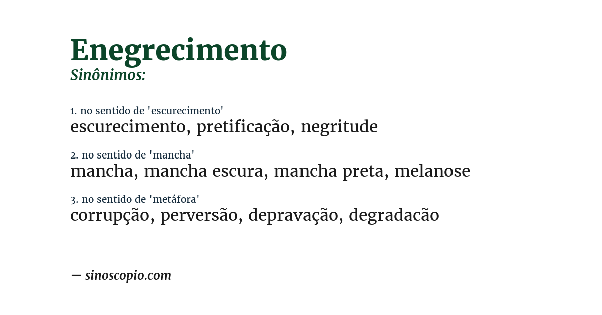 Sinônimo de enegrecimento