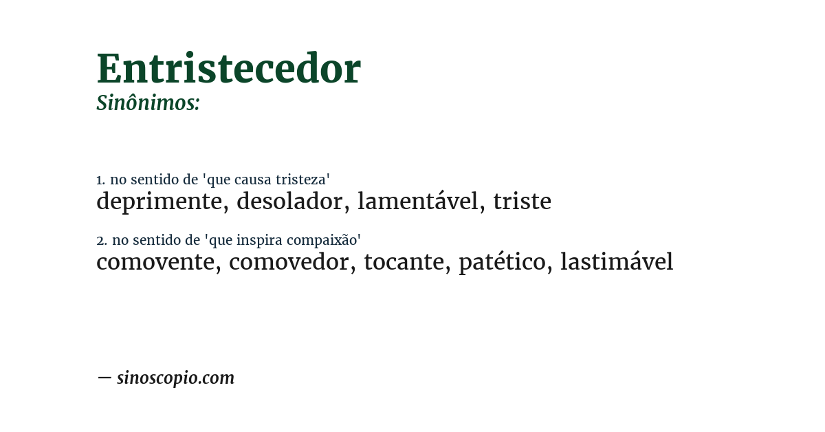 Sinônimo de entristecedor
