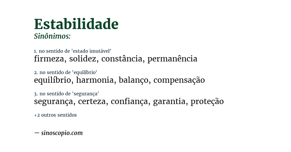 Sinônimo de estabilidade