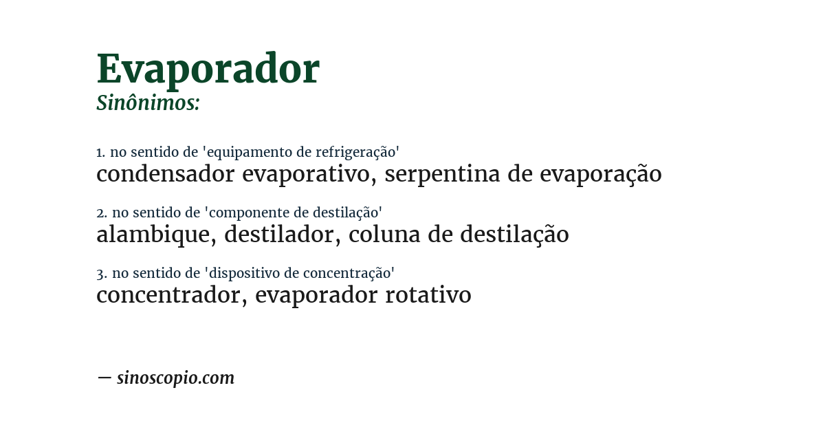 Sinônimo de evaporador