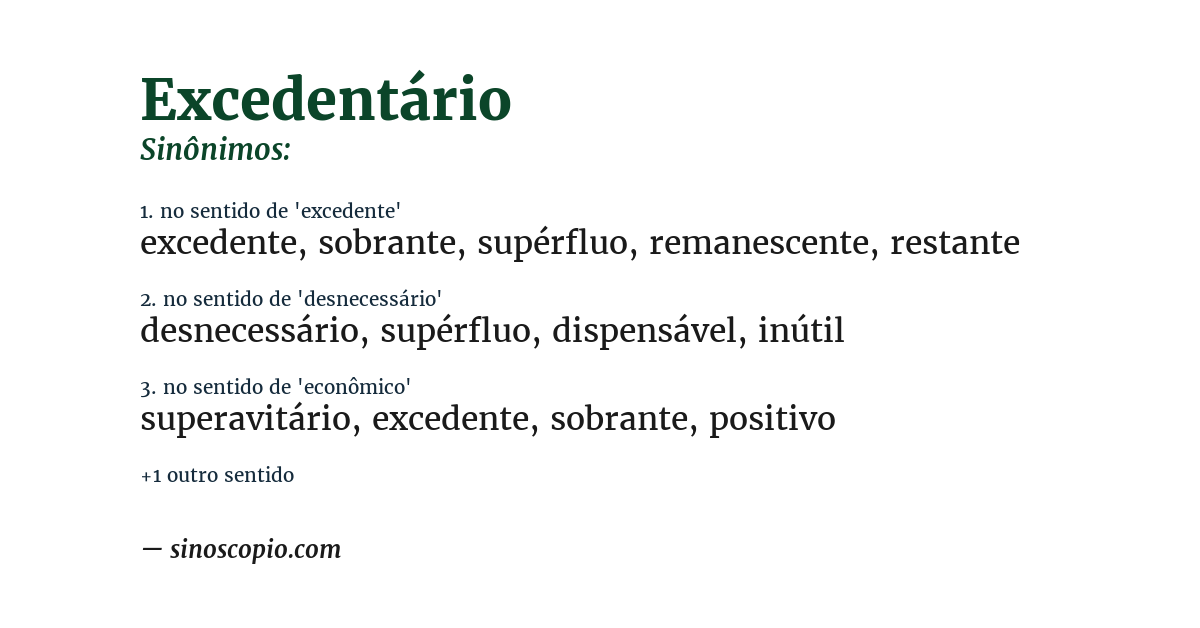 Sinônimo de excedentário