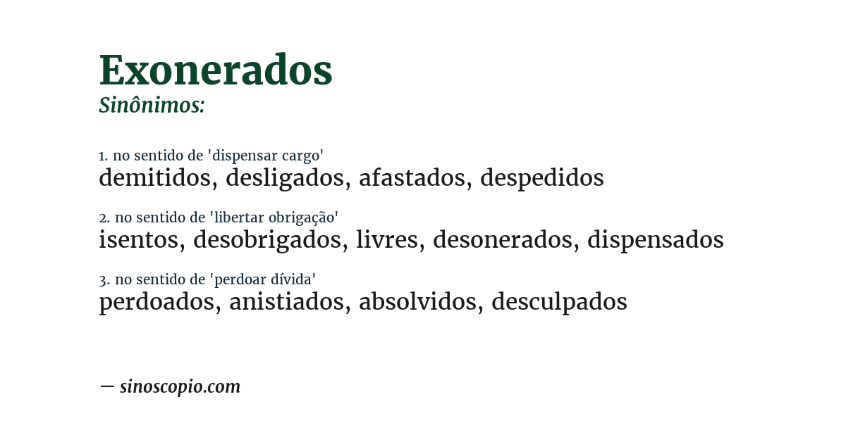 Sinônimo de exonerados