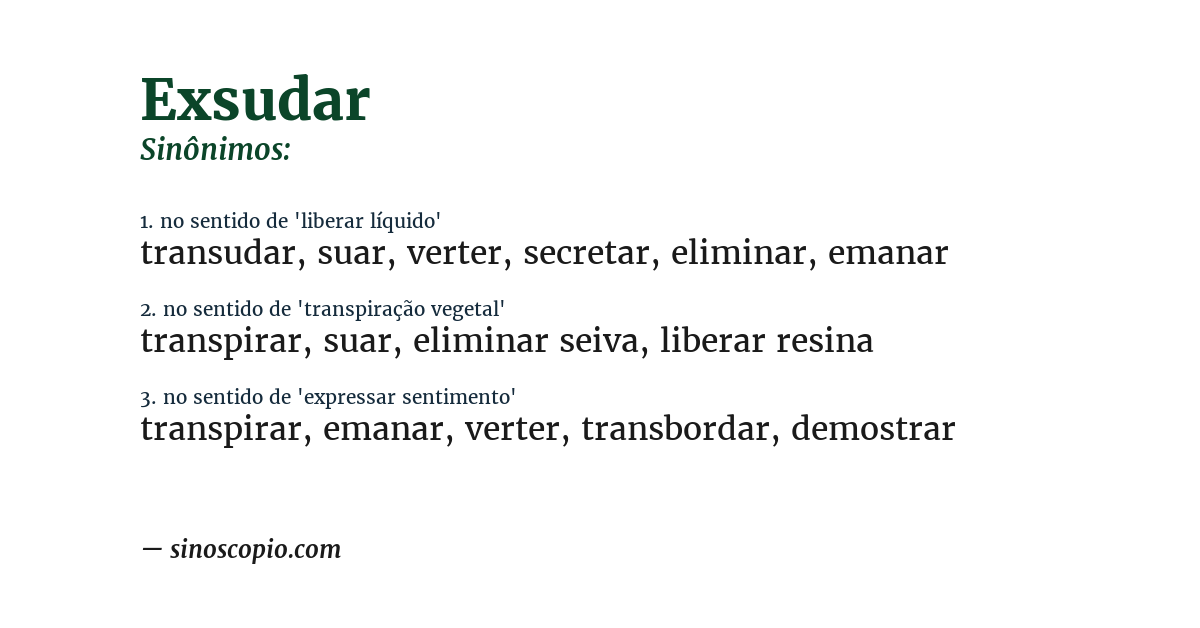 Sinônimo de exsudar