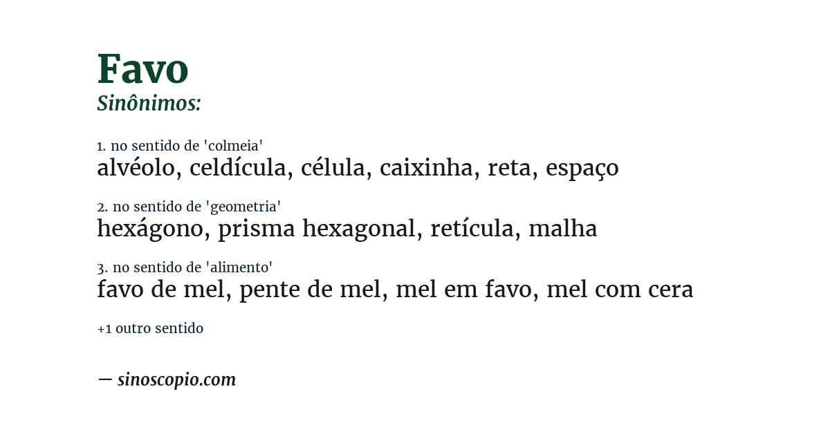 Sinônimo de favo