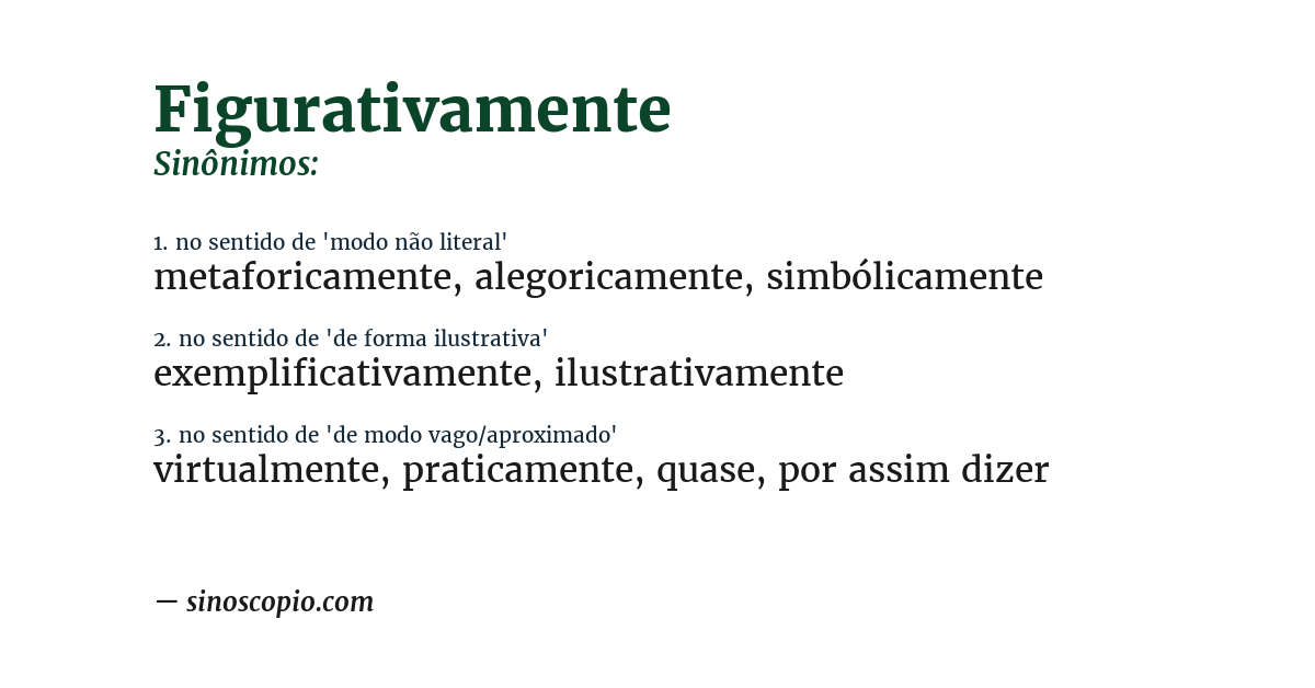 Sinônimo de figurativamente