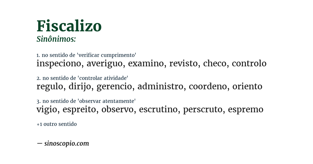 Sinônimo de fiscalizo