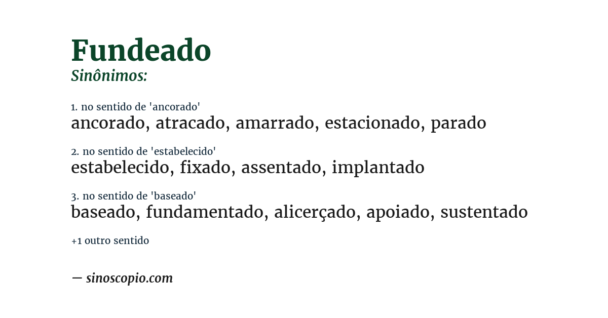 Sinônimo de fundeado