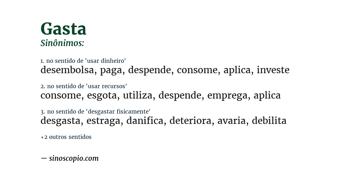 Sinônimo de gasta