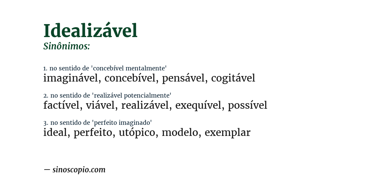 Sinônimo de idealizável