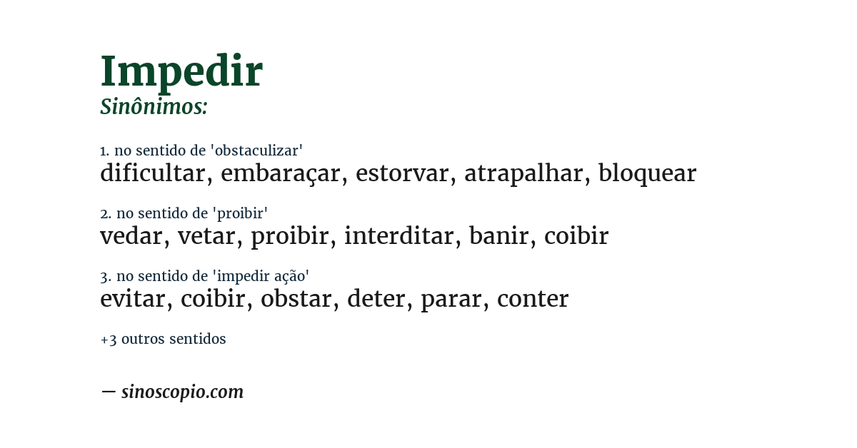 Sinônimo de impedir