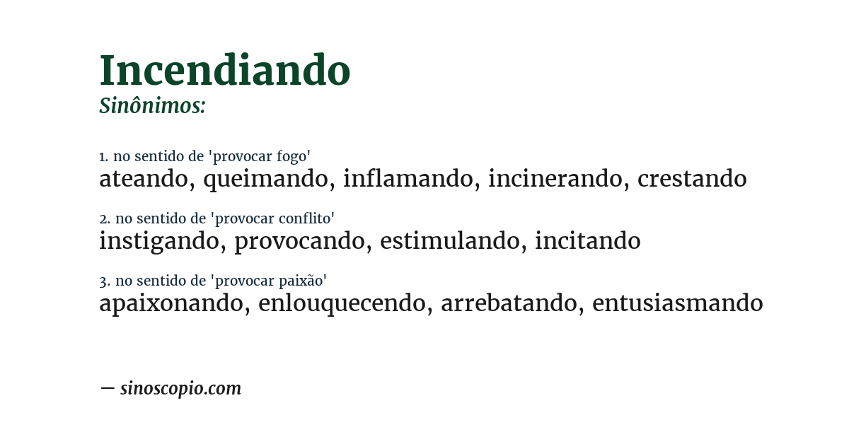 Sinônimo de incendiando