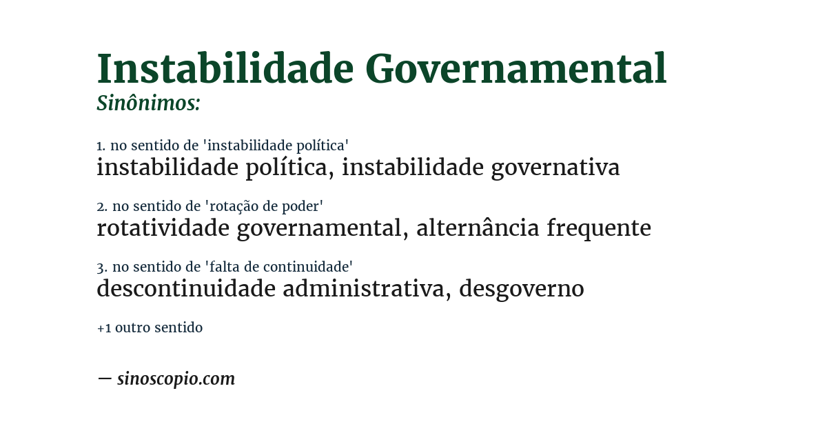 Sinônimo de instabilidade governamental