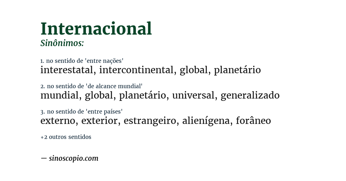 Sinônimo de internacional