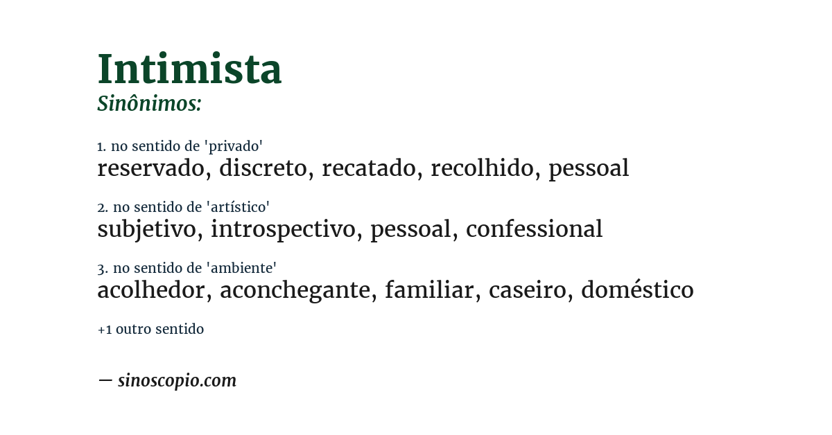 Sinônimo de intimista