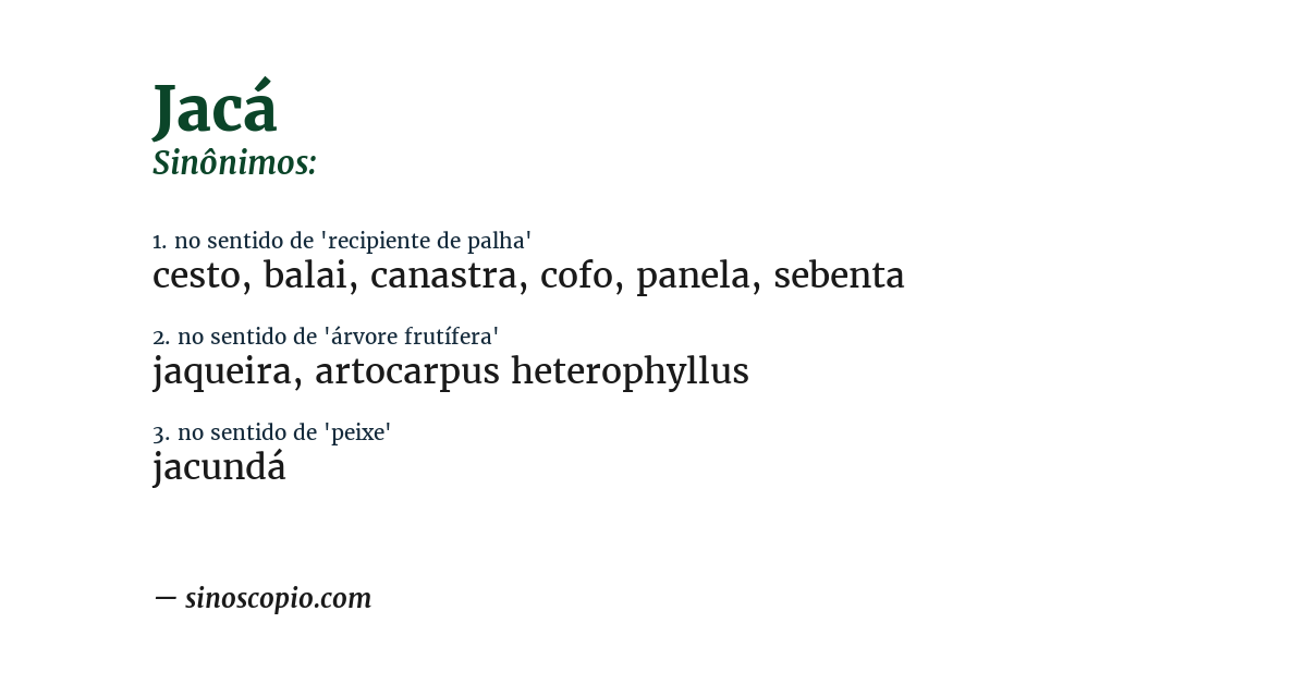 Sinônimo de jacá