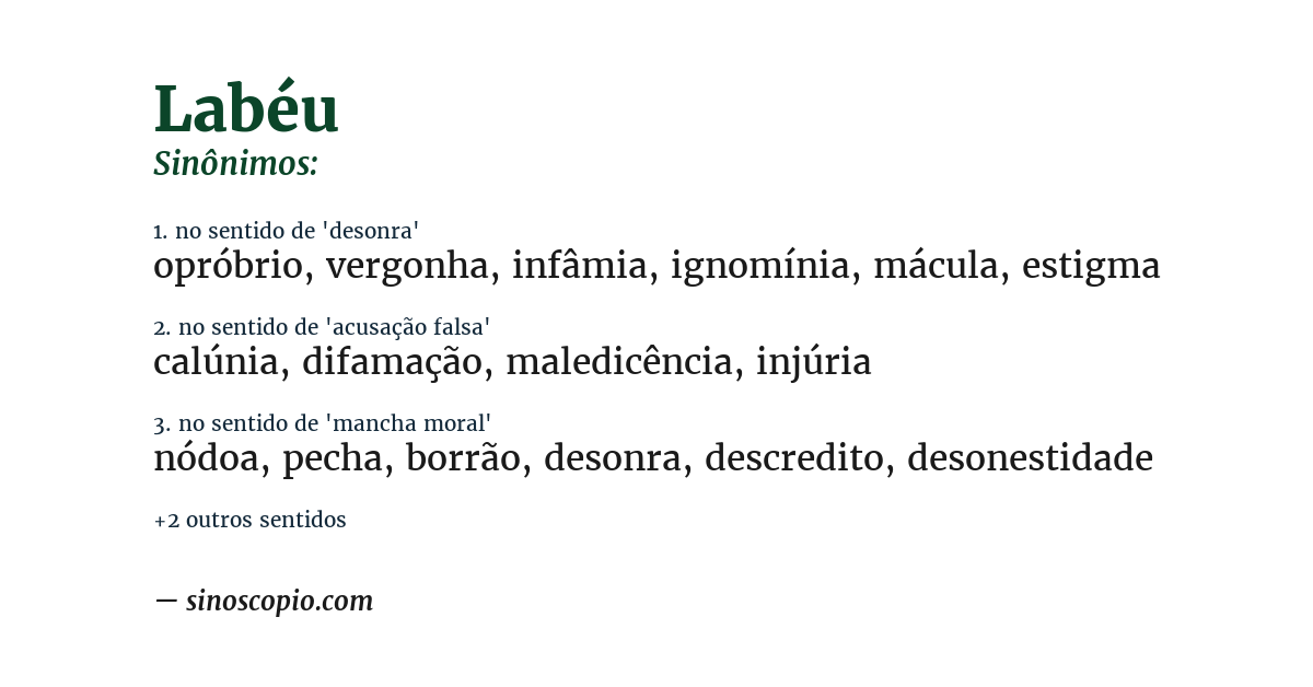 Sinônimo de labéu