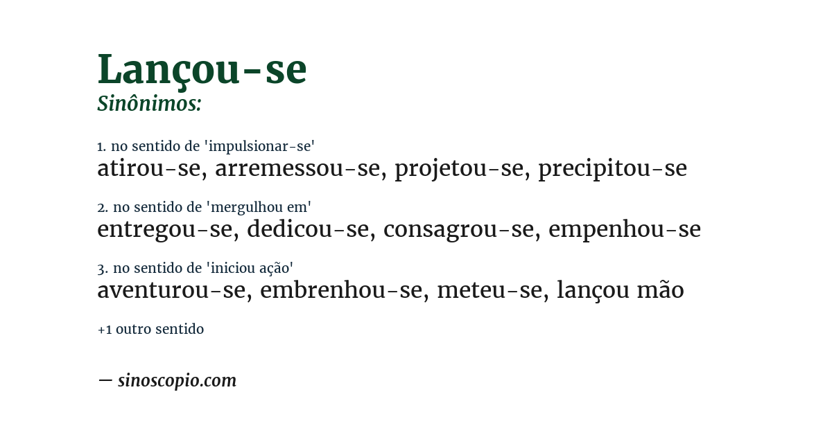 Sinônimo de lançou-se
