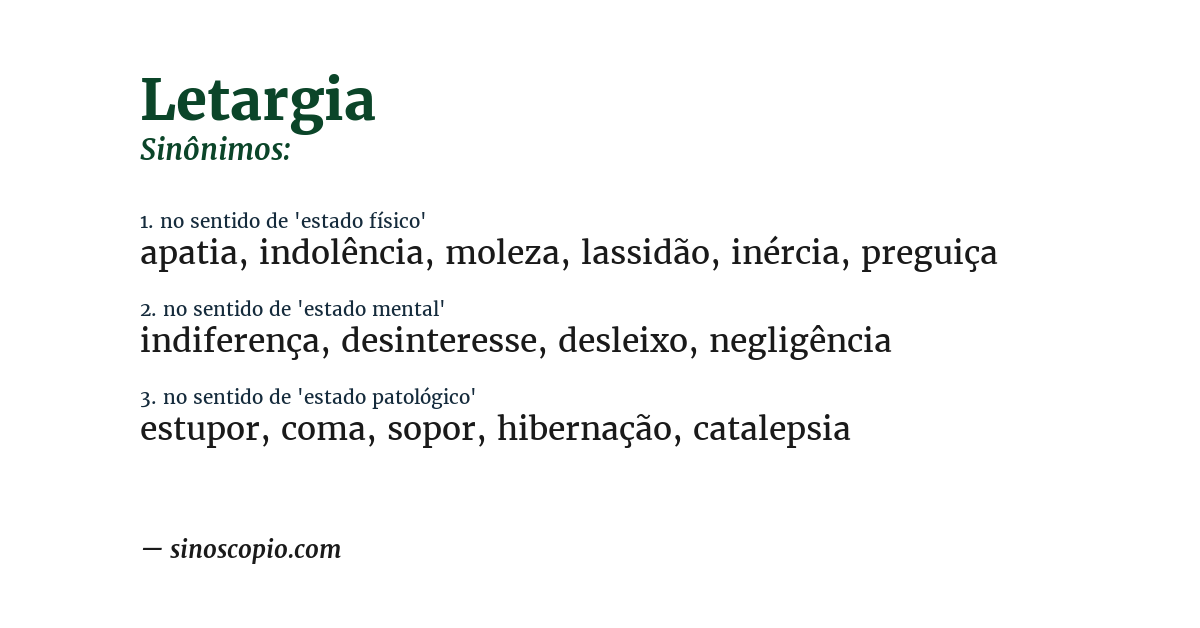 Sinônimo de letargia