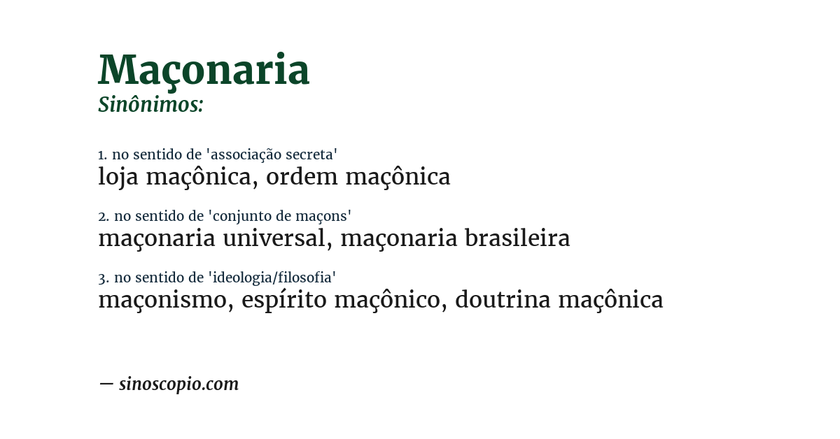 Sinônimo de maçonaria