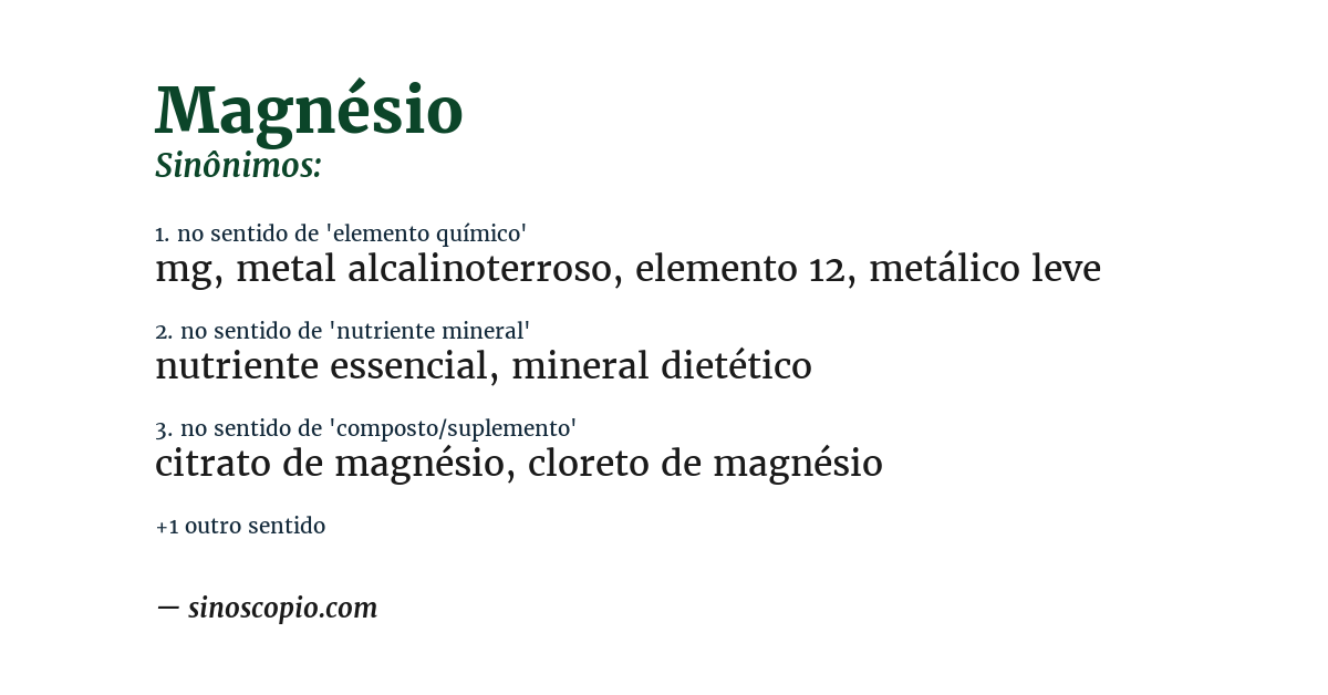 Sinônimo de magnésio