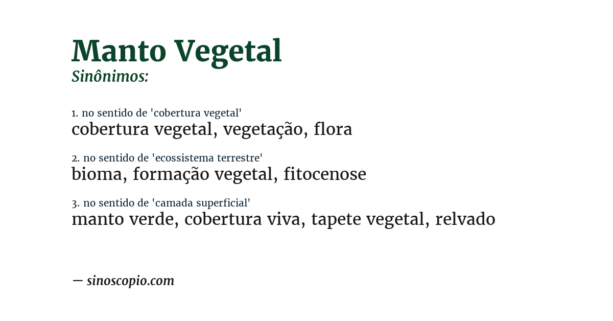 Sinônimo de manto vegetal